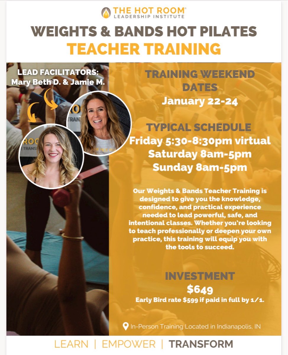 Weights & Bands Hot Pilates Teacher Training